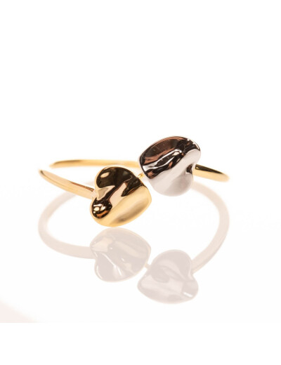 Bague Maison Ballet by Scarlett cœurs froissés toi & moi en or jaune 9 carats et or blanc 9 carats