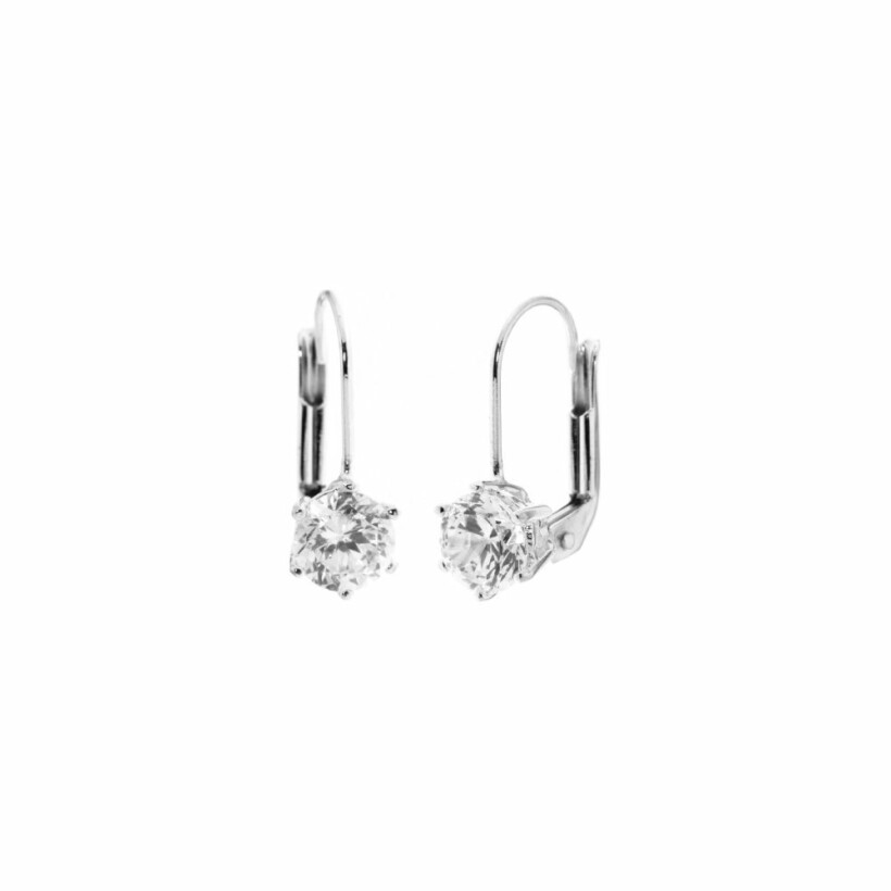 Boucles d'oreilles puces en or blanc et oxydes de zirconium