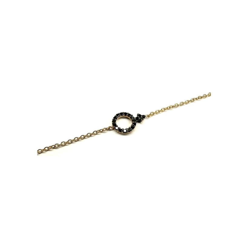 Bracelet Isabelle Barrier en or rose et diamant noir de 0.11ct