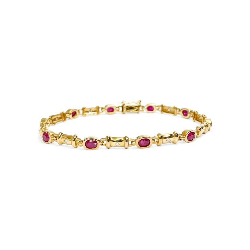 Bracelet Isabelle Barrier en or jaune et diamant et rubis 
