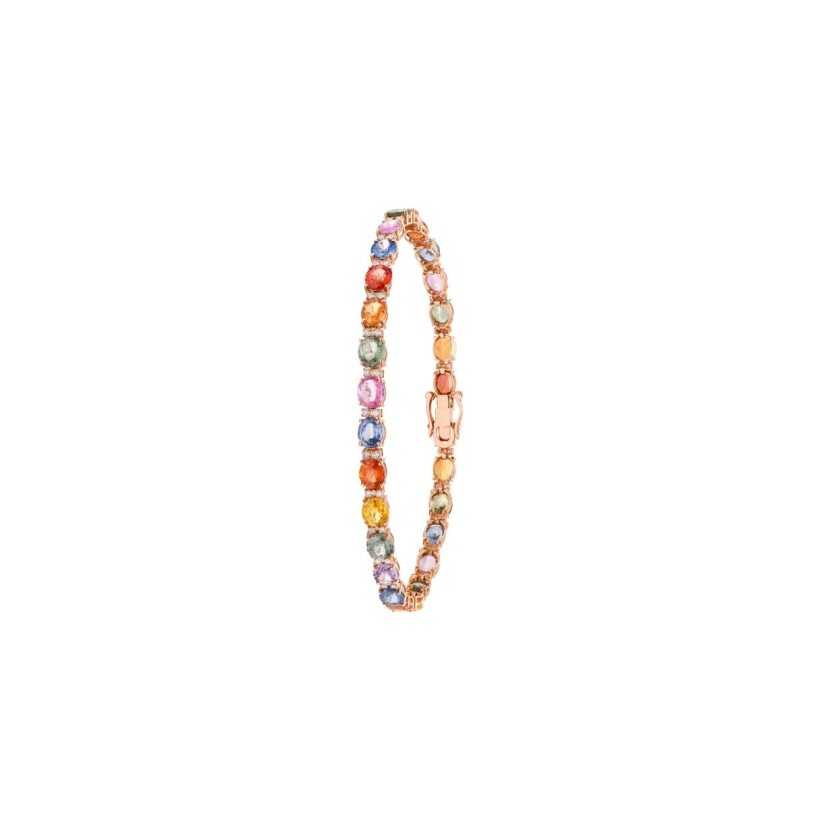 Bracelet Rainbow en or rose, saphirs multicolores et diamants