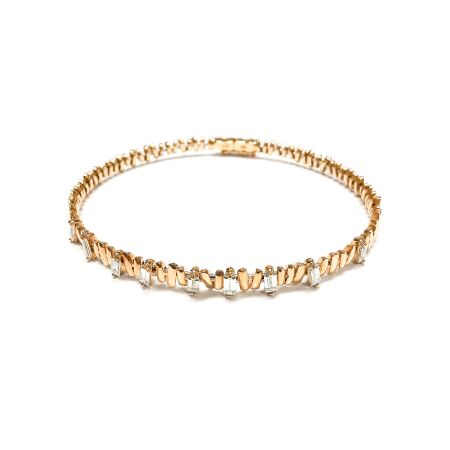 Bracelet jonc Isabelle Barrier en or rose et diamants