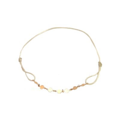 Bracelet sur cordon motif pastille en or rose