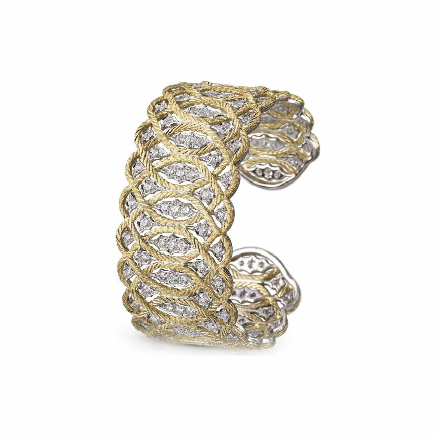 Bracelet manchette Buccellati Etoilée en or blanc, or jaune et diamants