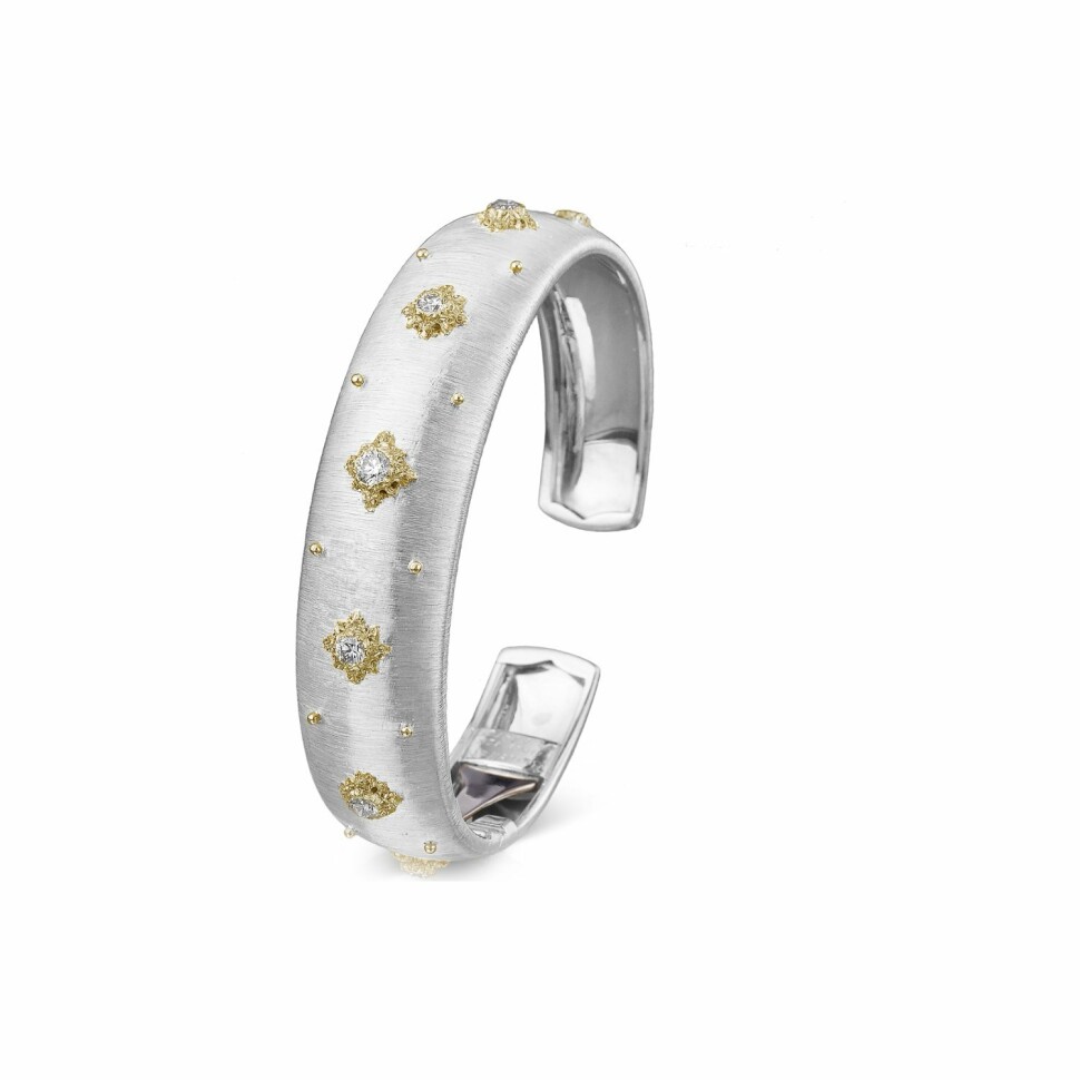 Bracelet manchette Buccellati Macri en or blanc, or jaune et diamants