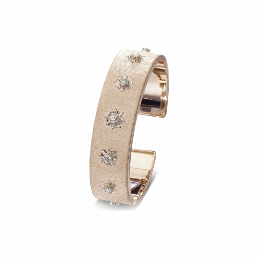 Buccellati Macri Classica cuff bracelet, rose gold, white gold and diamonds
