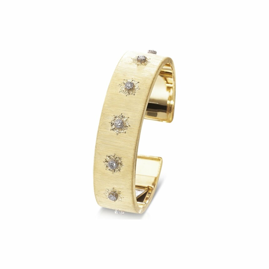 Buccellati Macri Classica rigid bracelet, white gold, yellow gold and diamonds