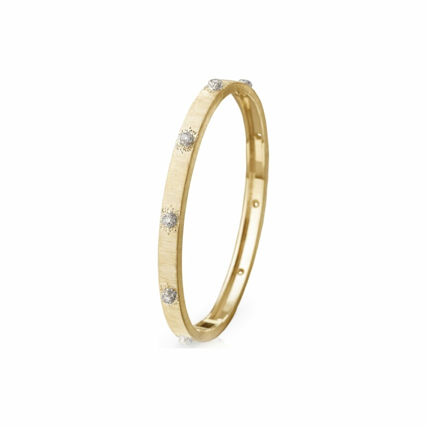 Bracelet rigide Buccellati Macri Classica en or blanc, or jaune et diamants