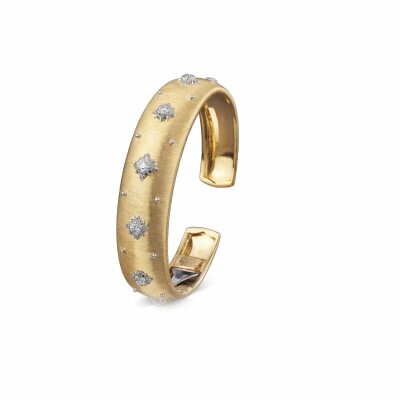 Bracelet manchette Buccellati Macri en or blanc, or jaune et diamants