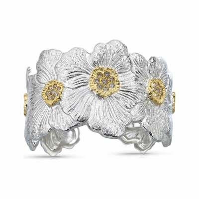 Buccellati Blossoms Gardenia Armband mit vergoldet Silber und Diamanten