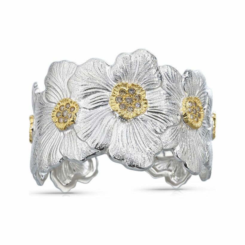 Bracelet Buccellati Blossoms Gardenia en argent plaqué or et diamants