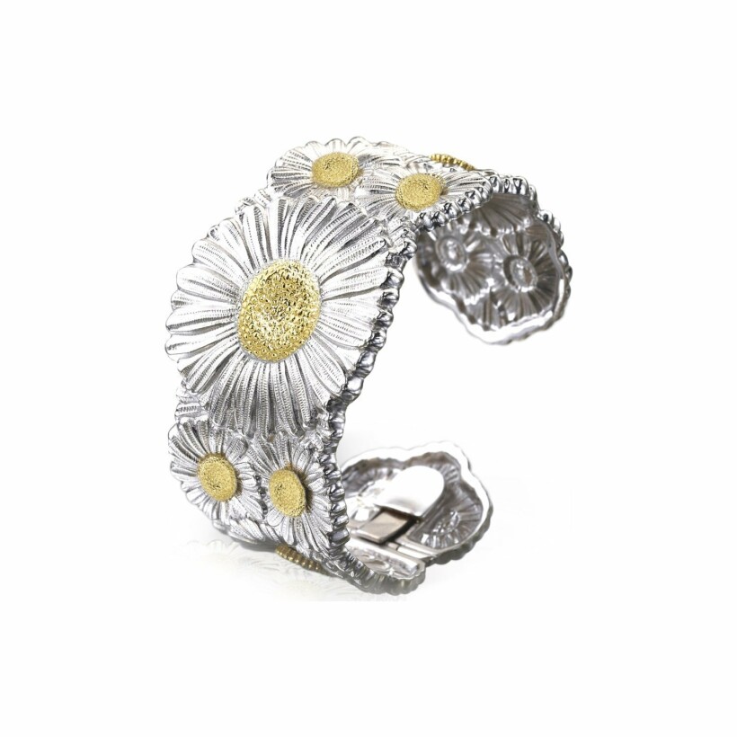 Bracelet manchette Buccellati Blossoms Daisy en argent et vermeil