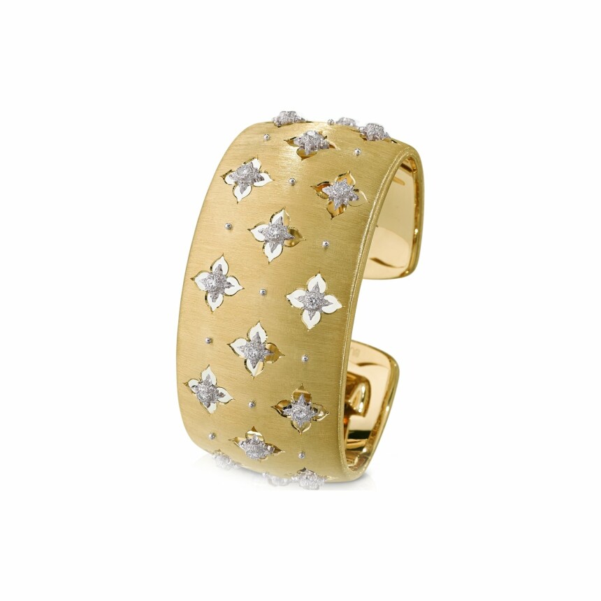 Bracelet manchette Buccellati Macri Giglio en or blanc, or jaune et diamants