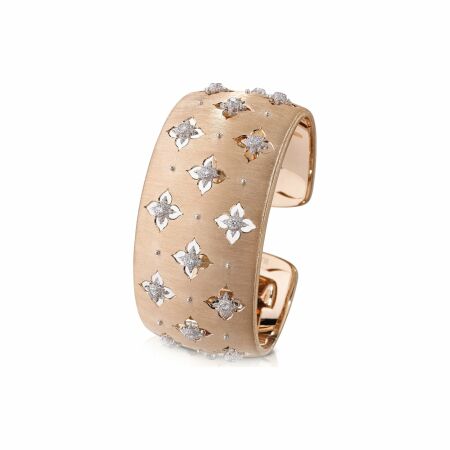 Bracelet manchette Buccellati Macri Giglio en or rose, or blanc et diamants