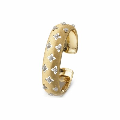 Bracelet manchette Buccellati Macri Giglio en or blanc, or jaune et diamants