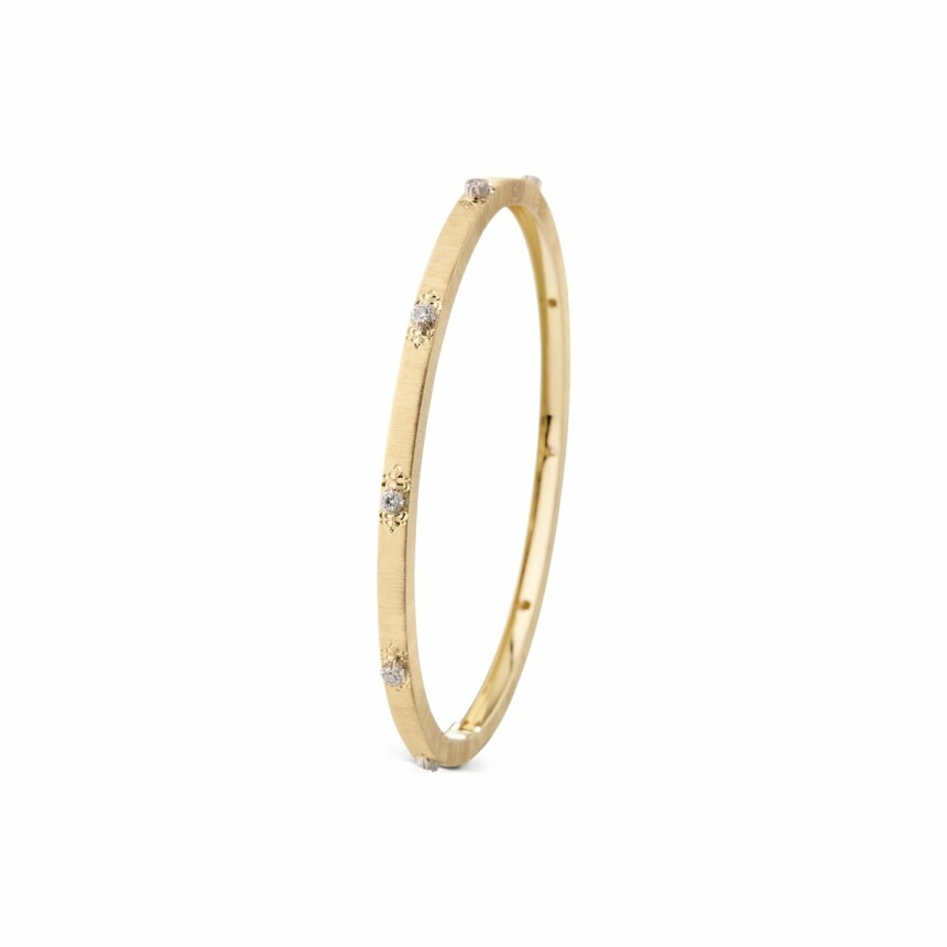 Bracelet rigide Buccellati Macri Classica en or blanc, or jaune et diamants