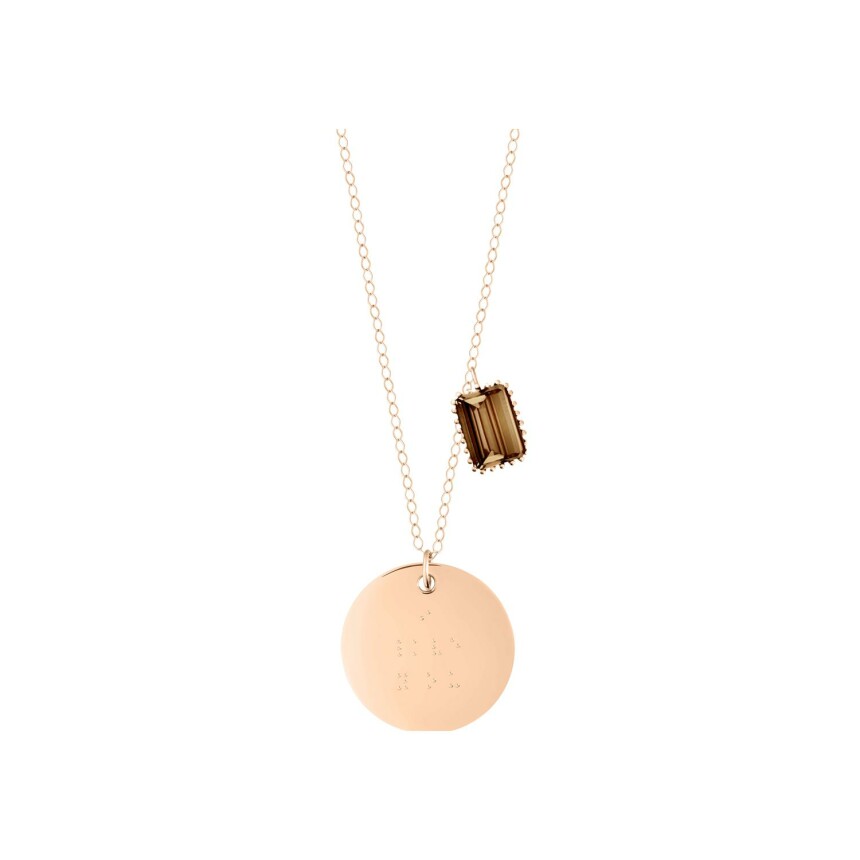 GINETTE NY BRAILLE necklace, rose gold and smoked quartz