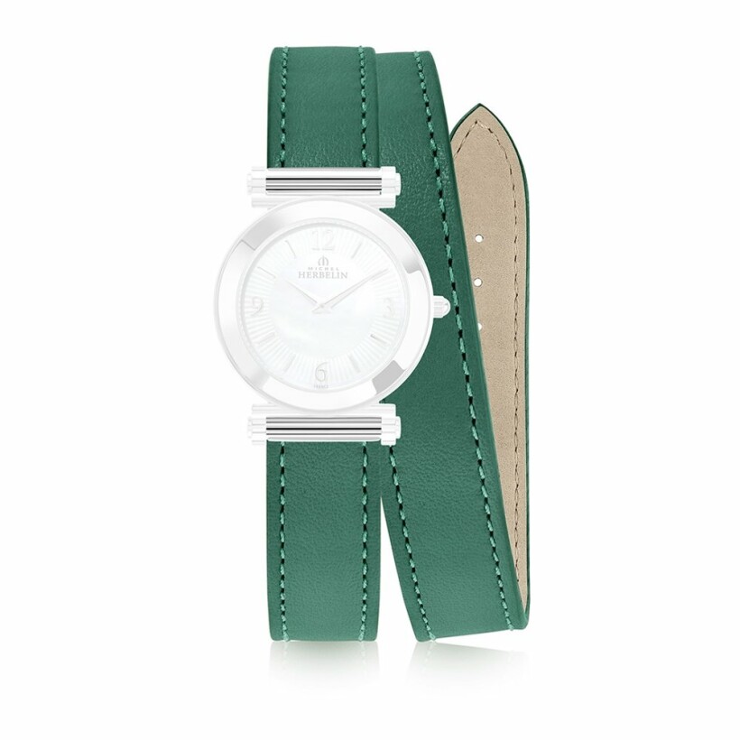 Bracelet de montre Michel Herbelin Antarès en cuir vert