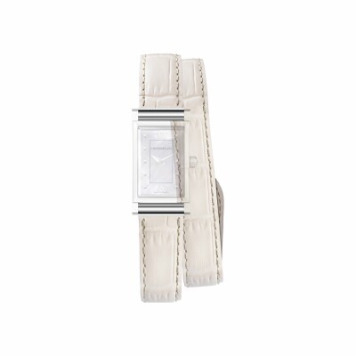 Bracelet de montre Herbelin Antarès double tour en cuir façon croco blanc