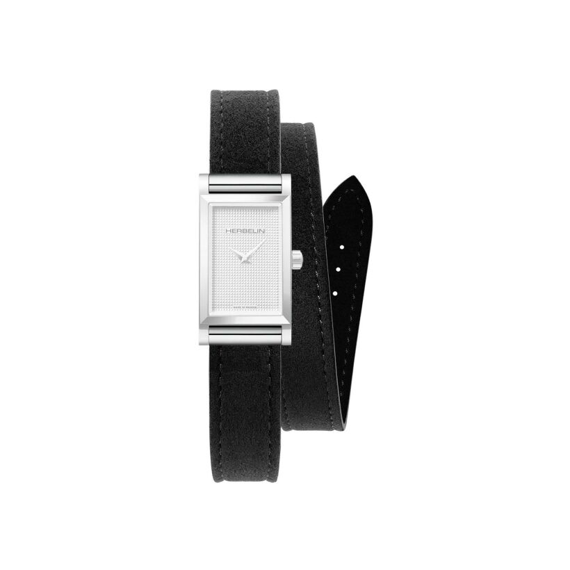 Bracelet de montre Herbelin Antarès en cuir alcantara noir
