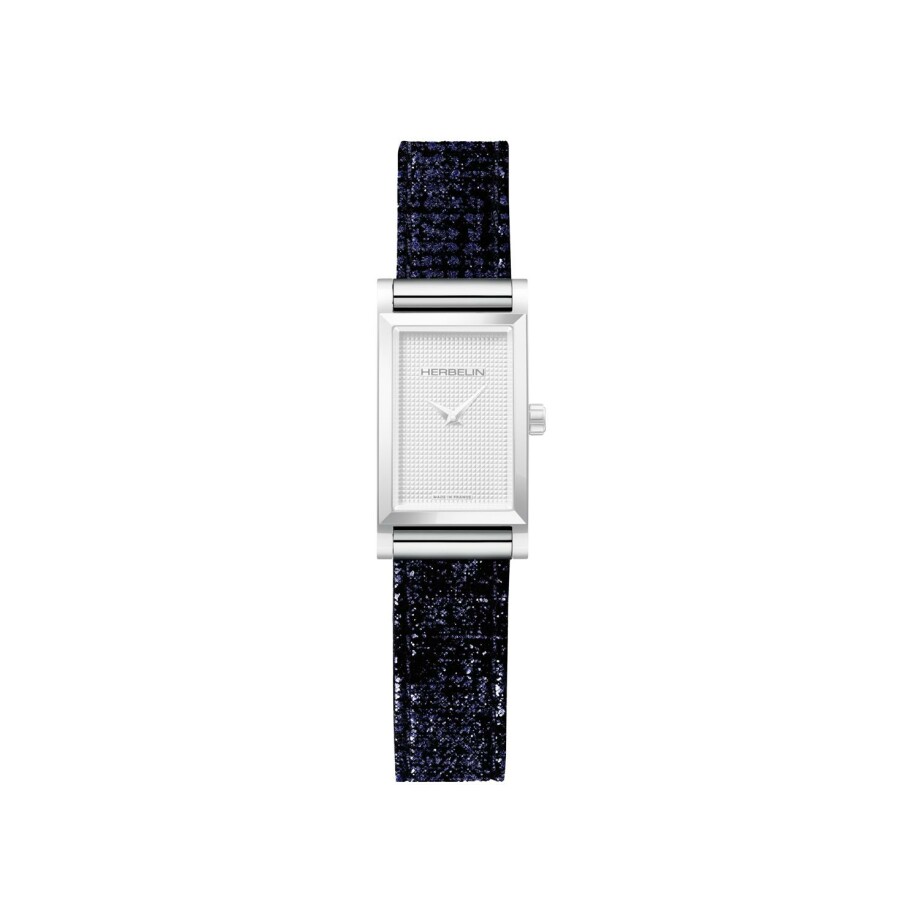Herbelin Antarès watch strap, blue shiny velvet BRAC17048A119
