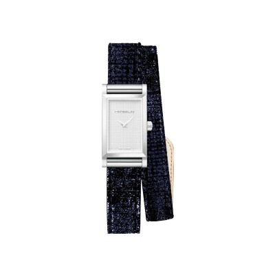 Herbelin Antarès watch strap, blue shiny velvet BRAC17048A186