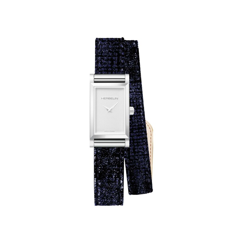 Bracelet de montre Herbelin Antarès en velours brillant bleu BRAC17048A186