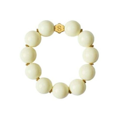 Bracelet Simone à Bordeaux Icône Beige en résine et acier doré