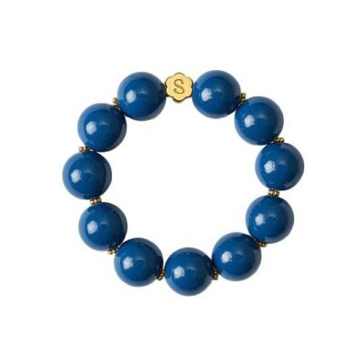 Bracelet Simone à Bordeaux Icône Bleu Nuit en résine et acier doré