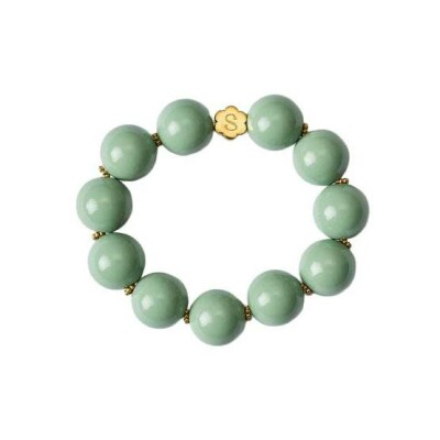 Bracelet Simone à Bordeaux Icône Sauge en résine et acier doré