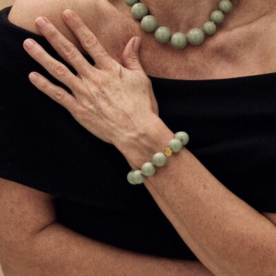 Bracelet Simone à Bordeaux Icône Sauge en résine et acier doré