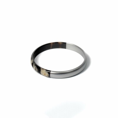 Bracelet jonc ATELIER1811 Billy Argent Naturel Brun en corne naturelle