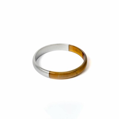 Bracelet jonc ATELIER1811 Billy Argent Naturel Clair en corne naturelle