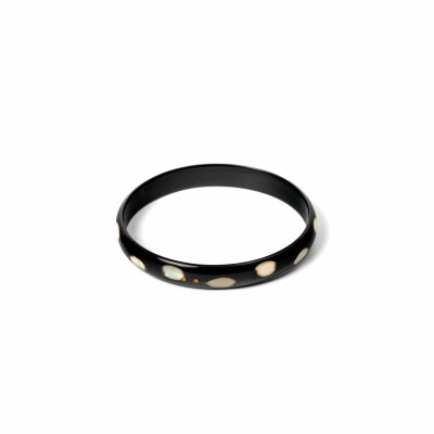 Bracelet jonc ATELIER1811 Billy Noir & Blanc en corne naturelle