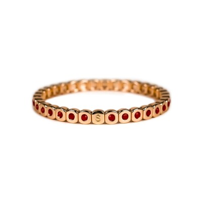 Bracelet Simone à Bordeaux Colorful Mini Cristal Corail en métal doré émaillé