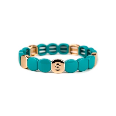 Bracelet Simone à Bordeaux Colorful Aqua en métal doré émaillé