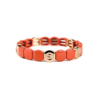 Bracelet Simone à Bordeaux Colorful Corail en métal doré émaillé