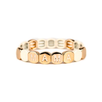 Bracelet Simone à Bordeaux Colorful Mama Beige en métal doré émaillé