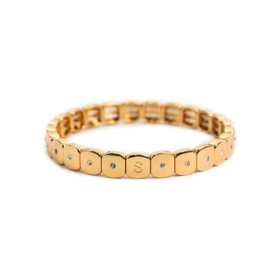Bracelet Simone à Bordeaux Colorful Midi Gold & Strass en métal doré émaillé