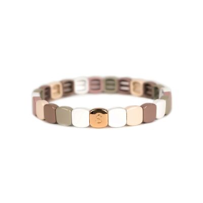 Bracelet Simone à Bordeaux Colorful Midi Neutral en métal doré émaillé