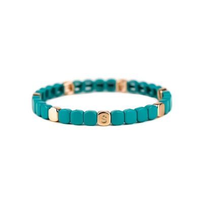 Bracelet Simone à Bordeaux Colorful Mini Aqua en métal doré émaillé