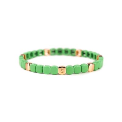 Bracelet Simone à Bordeaux Colorful Mini Citron vert en métal doré émaillé