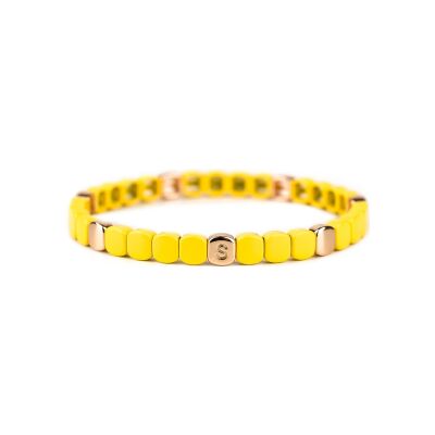 Bracelet Simone à Bordeaux Colorful Mini Jaune en métal doré émaillé