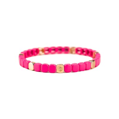 Bracelet Simone à Bordeaux Colorful Mini Rose en métal doré émaillé