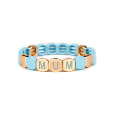 Bracelet Simone à Bordeaux Colorful Mum Bleu givré en métal doré émaillé