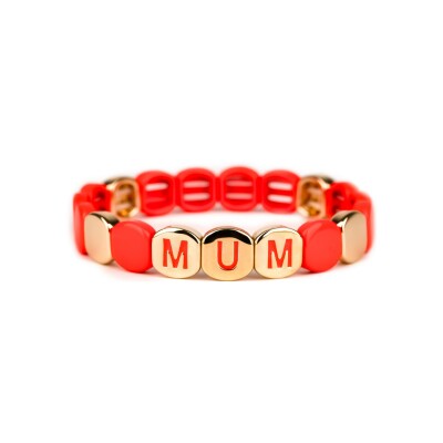 Bracelet Simone à Bordeaux Colorful Mum Orange pepsi en métal doré émaillé