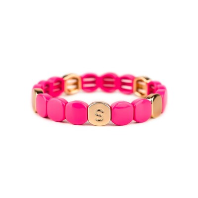 Bracelet Simone à Bordeaux Colorful Rose en métal doré émaillé