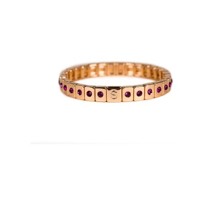 Bracelet Simone à Bordeaux Cristal Rectangle Violet en métal doré émaillé