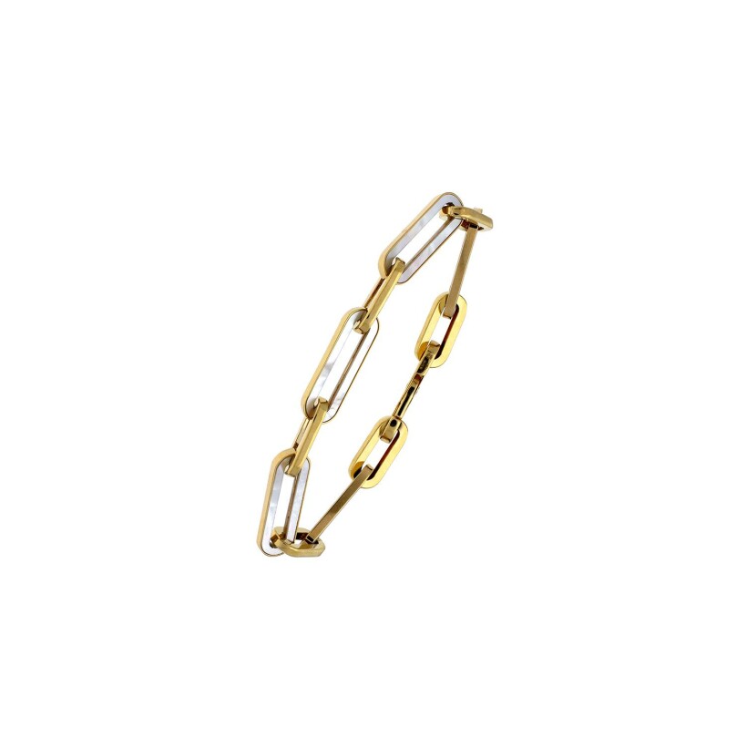 Bracelet Rinku en or jaune, nacre et diamant