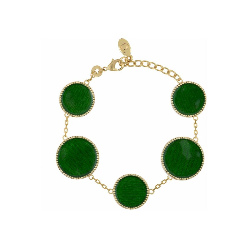 Bracelet Collection Constance Hera en plaqué or et émail vert